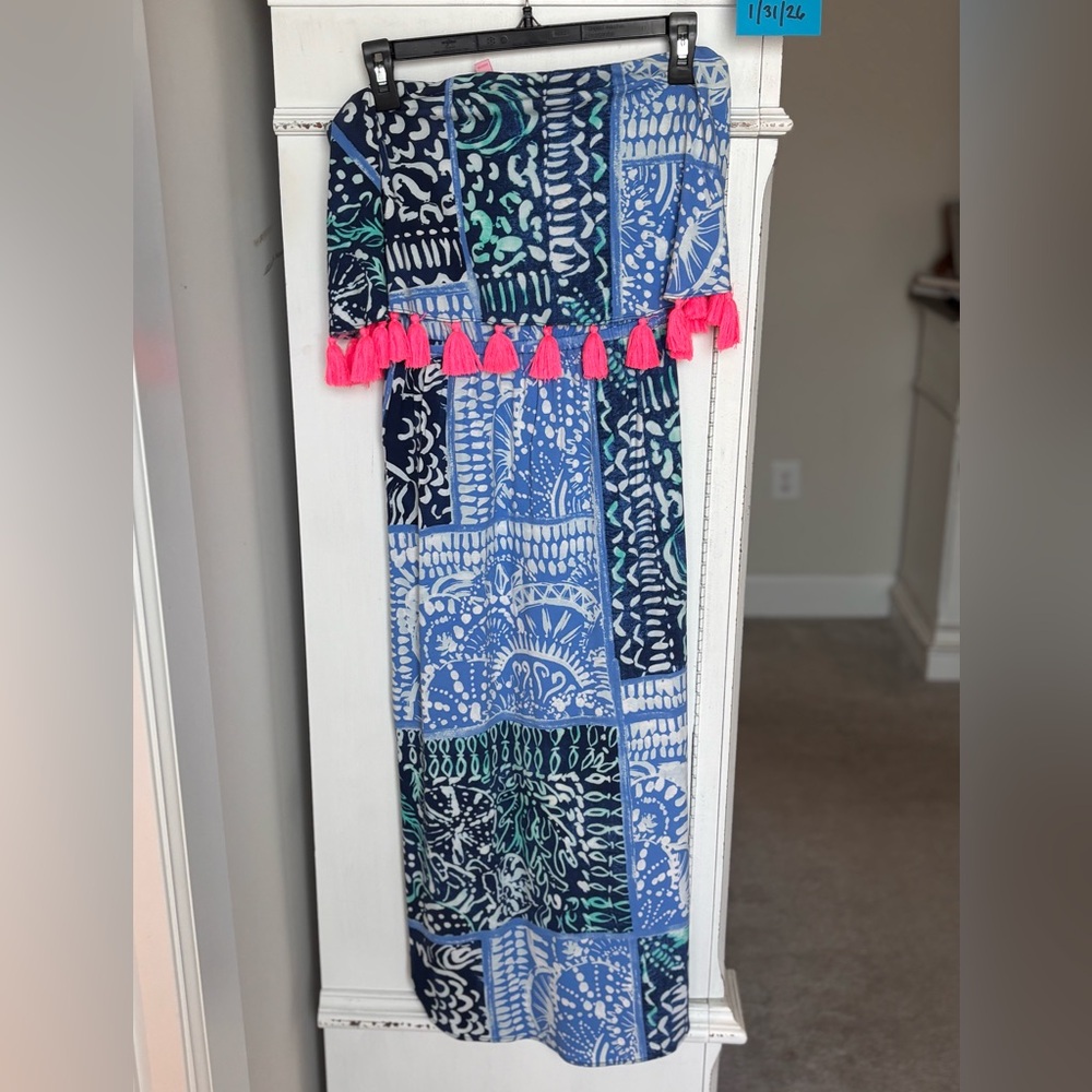 Lilly Pulitzer Blue and Pink Midi Dress
